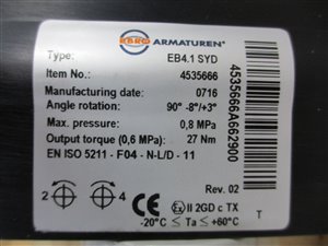 EBRO Armaturen DN 150 pneumatisch betätigte Absperrklappe