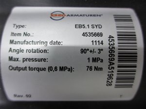 EBRO Armaturen DN 80 pneumatisch betätigte Absperrklappe