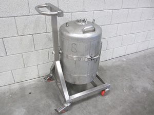 60 Liter Edelstahlbehälter - kippbar - auf Handwagen